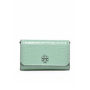 TORY BURCH Thea Embossed Flat Shoulder Bag - Green